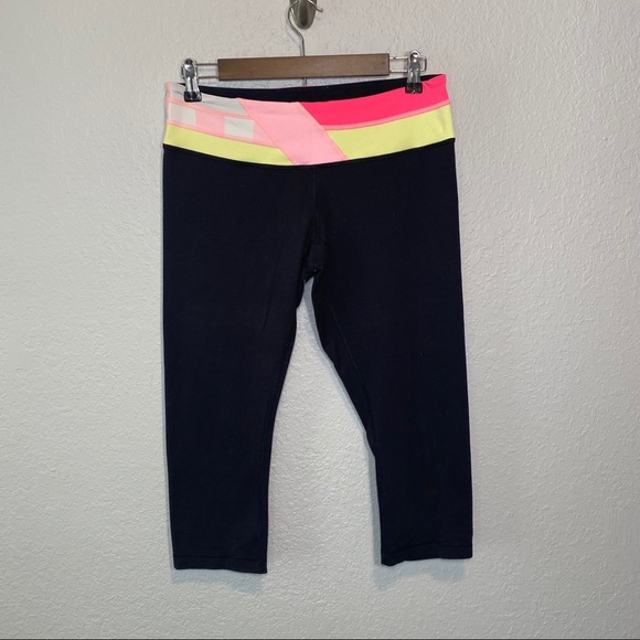 Lululemon | Reversible Capris w/ Pink & Yellow - Picture 1 of 5